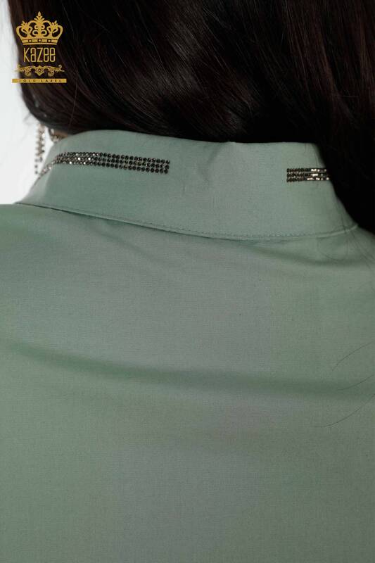 Großhandel Damenhemd Tasche Detailliert mit - Hellblau - 20139 | KAZEE