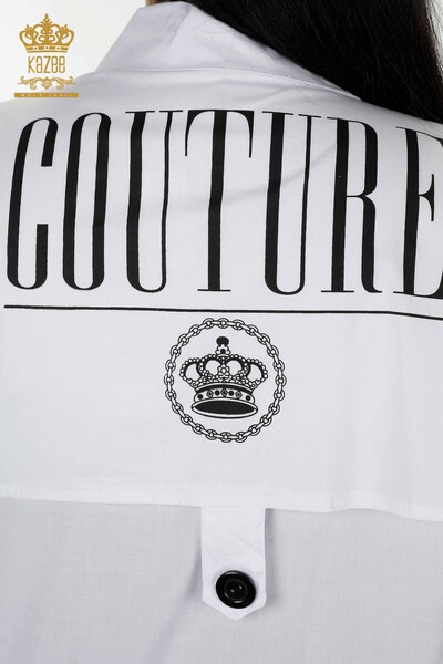 Großhandel Damenhemd Tasche Detailliert mit Weiß - 20325 | KAZEE - Thumbnail