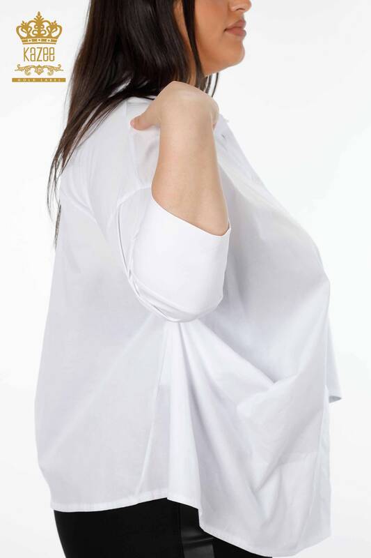 Großhandel Damen Hemden - Taschen Spitze detailliert Baumwolle - 20207 | KAZEE