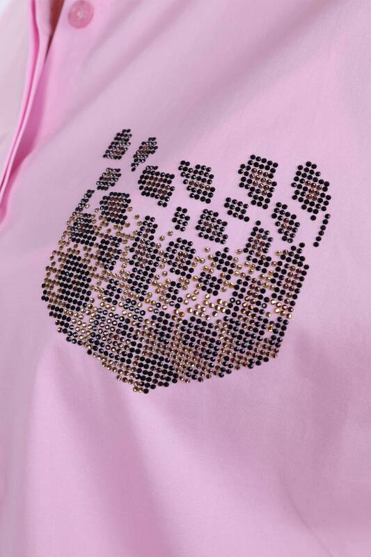 Großhandel Damen hemd - Tigermuster - Tasche - Steinbestickt - 17047 | KAZEE
