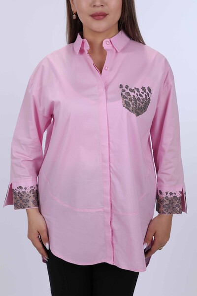 Großhandel Damen hemd - Tigermuster - Tasche - Steinbestickt - 17047 | KAZEE - Thumbnail
