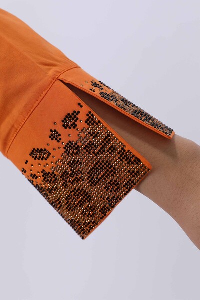Großhandel Damen hemd - Tigermuster - Tasche - Steinbestickt - 17047 | KAZEE - Thumbnail