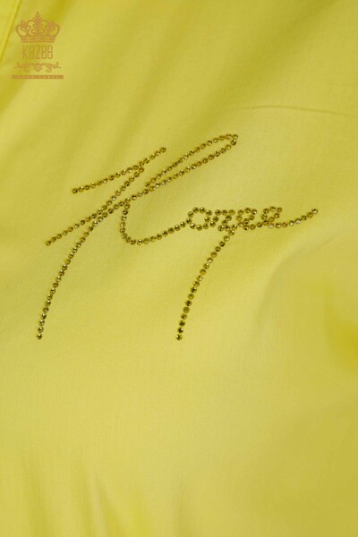 Großhandel Damen Hemd - Zwei Taschen - Gelb - 20220 | KAZEE - Thumbnail