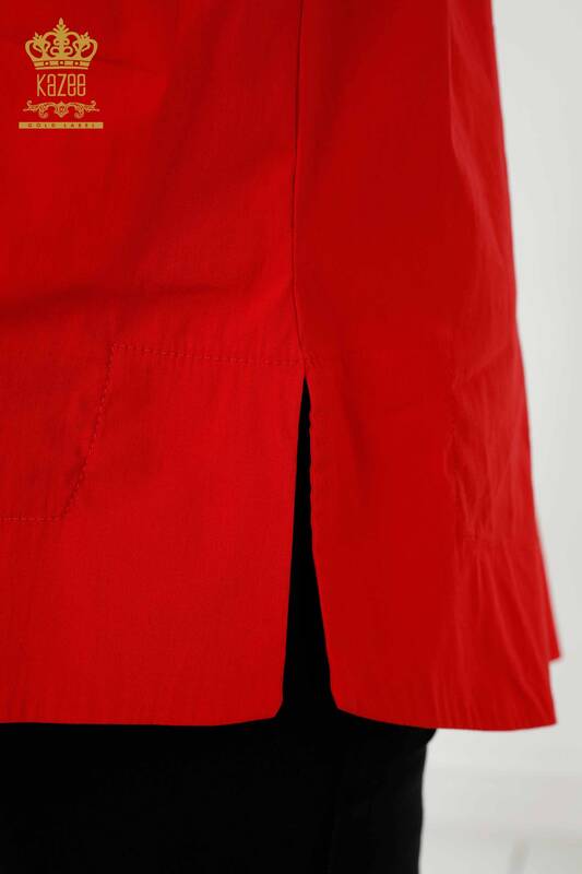 Großhandel Damen Hemd - Zwei Taschen - Granatapfelblüte - 20220 | KAZEE