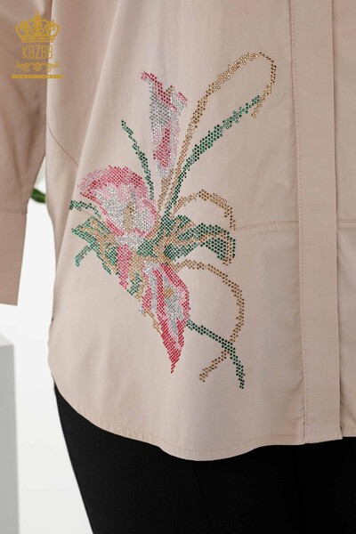 Großhandel Damen Hemd Blumenmuster Nerz - 17053 | KAZEE - Thumbnail