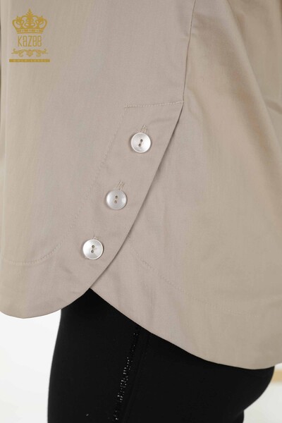 Großhandel Damenhemd Blumenmuster Beige - 20246 | KAZEE - 7