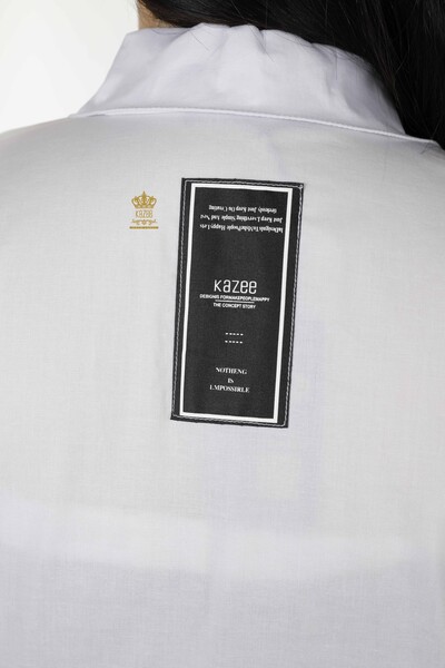 Großhandel Damenhemd Farbe Übergang Weiß - 20308 | KAZEE - Thumbnail