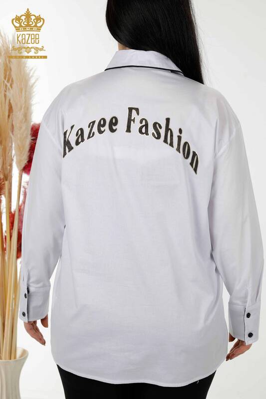 Großhandel weibliches Hemd Farbübergang Weiß - 20311 | Kazee