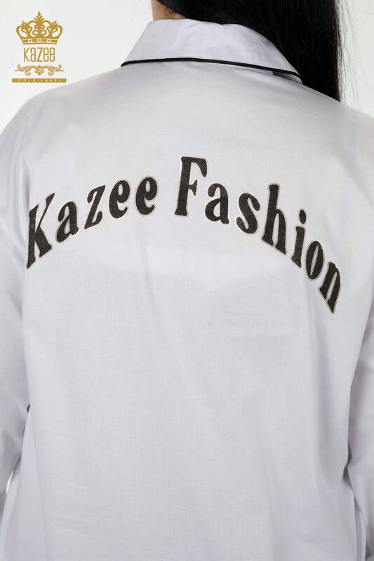 Großhandel weibliches Hemd Farbübergang Weiß - 20311 | Kazee