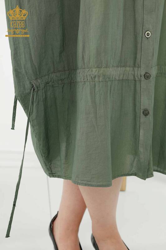 Großhandel Damen Hemdkleid - Farbübergang - Tasche - Khaki - 20365 | KAZEE