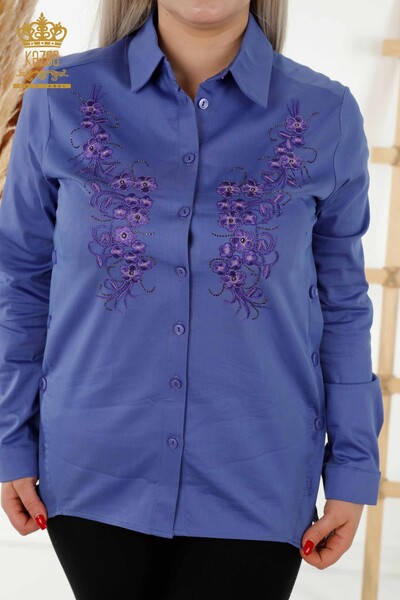 Großhandels-Damen Hemd - Knopf ausführlich - Flieder - 20395 | KAZEE - Thumbnail