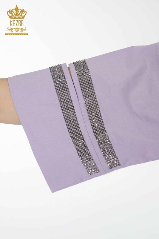 Großhandel Damenhemd Tasche Detailliert mit Flieder - 17199 | KAZEE