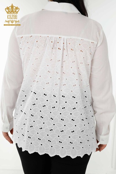 Großhandel Damenhemden Spitze detailliert Weiß - 20319 | KAZEE - Thumbnail