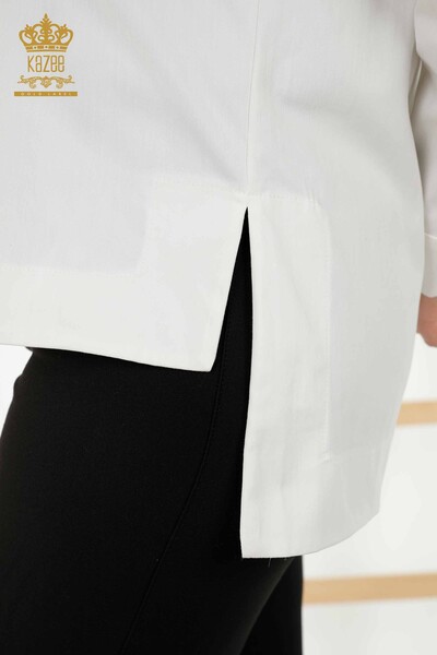 Großhandel Damenhemden - Taschen Stein bestickt - Ecru - 20248 | KAZEE - Thumbnail