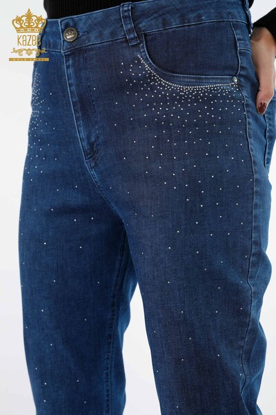 Großhandel Damen jeans - Bunt - Kristall Stein bestickt - Baumwolle - 3588 | KAZEE - Thumbnail