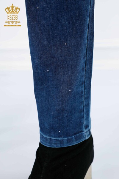 Großhandel Damen jeans - Bunt - Kristall Stein bestickt - Baumwolle - 3588 | KAZEE - Thumbnail