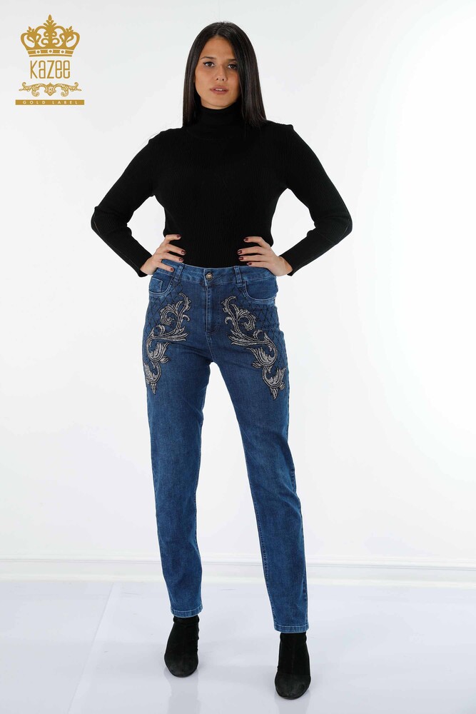 Großhandel Damen jeans - Gemustert - Stein bestickt - Linien detailliert - 3542 | KAZEE - 1