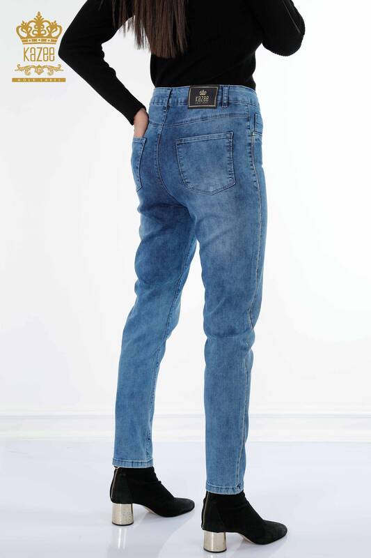 Großhandel Damen jeans im - Gemustert - Detaillierter Text - Steinbestickt - 3553 | KAZEE