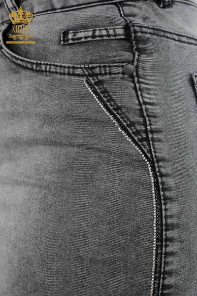 Großhandel Damen-Jeansrock - Bunt Stein bestickt - Gemustert - Viskose - 4185 | KAZEE - 5