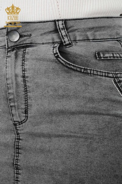 Großhandel Damen-Jeansrock - Bunt Stein bestickt - Gemustert - Viskose - 4185 | KAZEE - 7