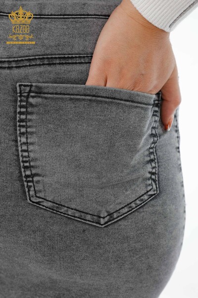 Großhandel Damen-Jeansrock - Bunt Stein bestickt - Gemustert - Viskose - 4185 | KAZEE - 9