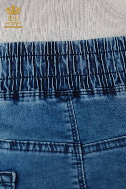 Großhandel Damen-Jeansrock im - mit Kordelzug - elastische Taille - Stein bestickt - 4178 | KAZEE