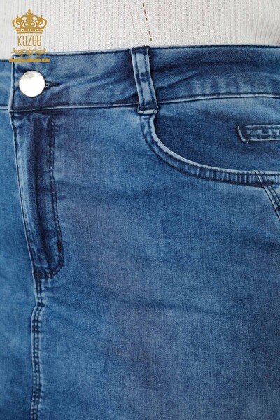 Großhandel Damen-Jeansrock - Seiten Streifen muster - Stein bestickt - 4184 | KAZEE - 5