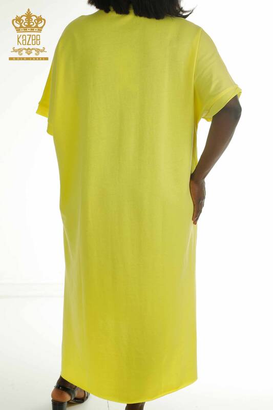 Großhandel Damen Kleid im - Schlitz detail - Gelb - 2402-212229 | S&M