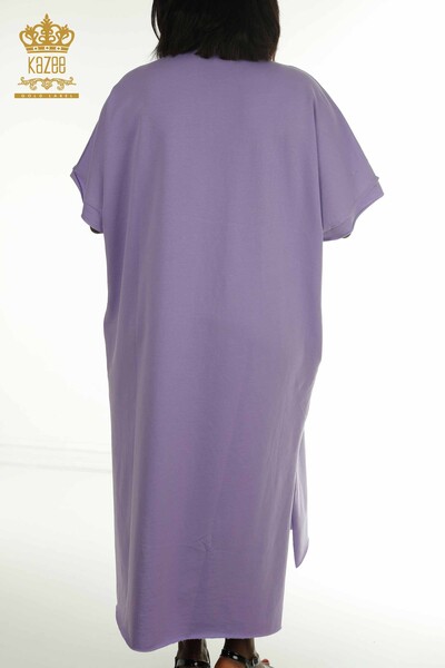 Großhandel Damen Kleid im - Taschen details - Flieder - 2402-231039 | S&M - Thumbnail