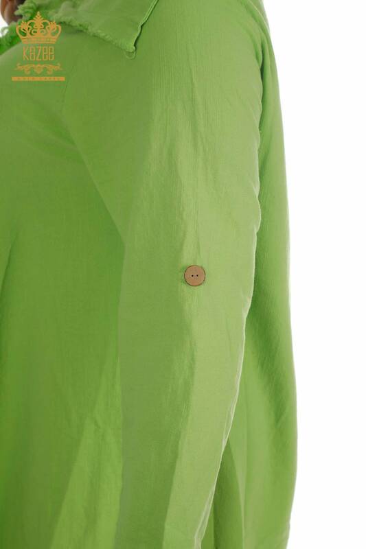 Großhandel Damen Kleid - Knopf detail - Pistaziengrün - 2402-211606 | S&M