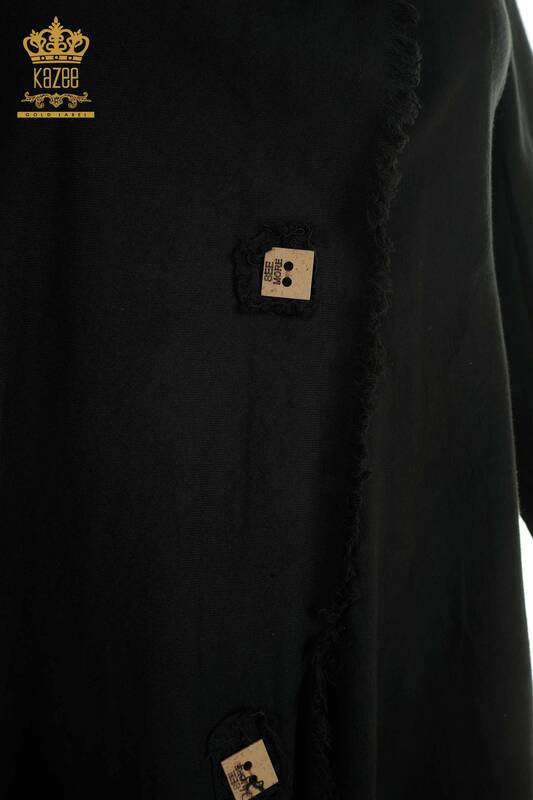 Großhandel Damen Kleid - Knopf detail - Schwarz - 2402-211606 | S&M