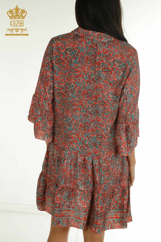 Großhandel Damen Kleid - Knopf Detail - Rot - 2404-Style-32 | D