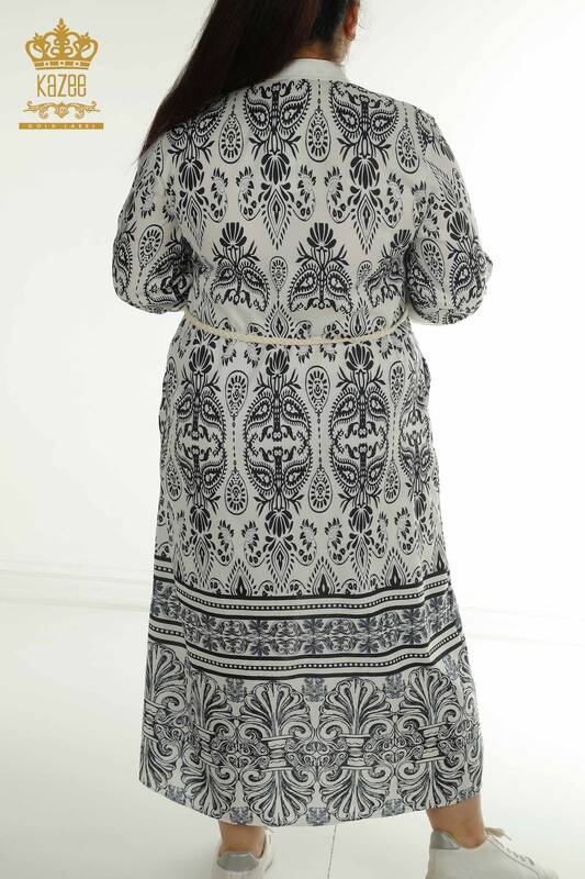 Großhandel Damen Kleid - Taille Binde Detail - Schwarz - 2402-211682 | S&M