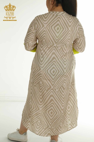 Großhandel Damen Kleid - Taschen Details - Beige - 2402-211647 | S&M - Thumbnail