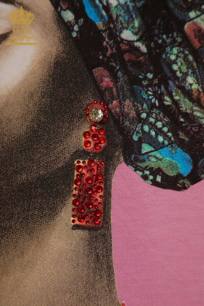 Großhandel Damen kleid - Taschen details - Rosa - 2402-231039 | S&M - Thumbnail