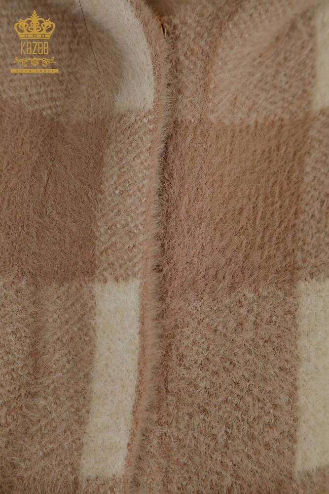 Großhandel Lange Strickjacke Damen im - Kariert - Angora - Nerz - 30208 | KAZEE - 6