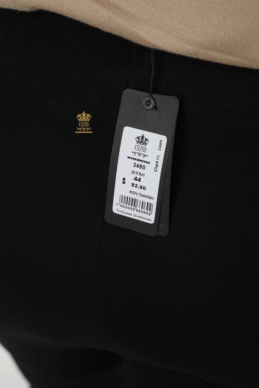 Großhandel Leggings-Hosen der Frauen - Knopf ausführlich - Schwarz - 3480 | KAZEE