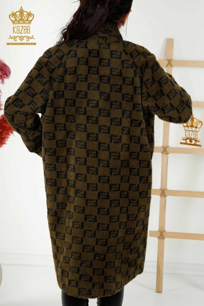 Großhandel Damenmantel Tasche Angora Khaki - 19089 | KAZEE - Thumbnail