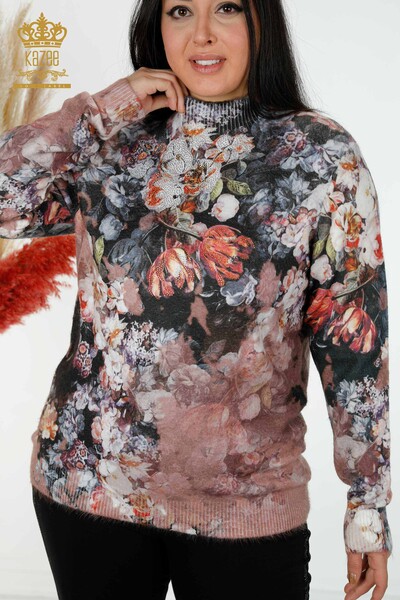 Großhandel Damenpullover Angora Crystal Stone Bestickter Nerz - 18997 | KAZEE - 2