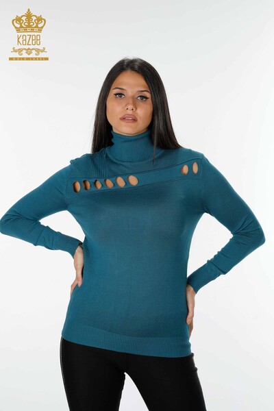Großhandel Damen Pullover Rollkragen gemustert Öl - 14053 | KAZEE - Thumbnail