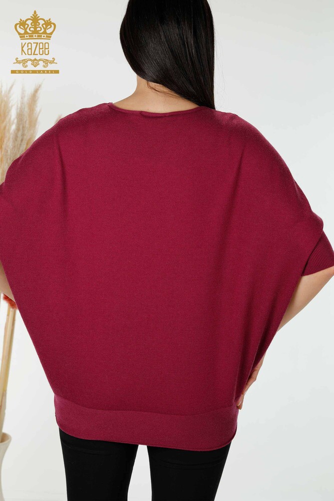 Großhandel Damen Pullover Tüll detaillierte Magenta-16826 / KAZEE - 6