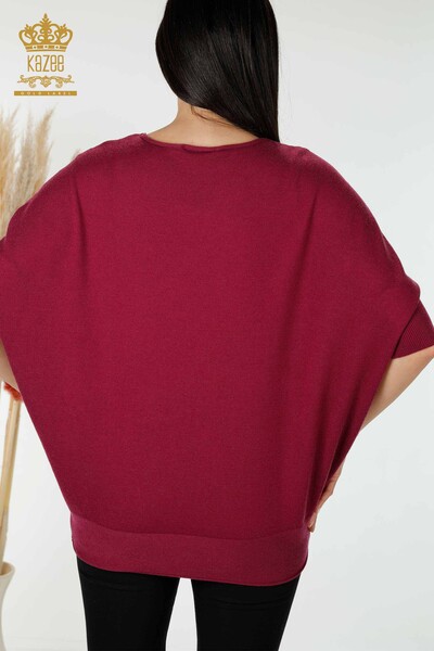 Großhandel Damen Pullover Tüll detaillierte Magenta-16826 / KAZEE - 6