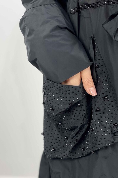Großhandel Damen Regenmantel - Mit Reißverschluss - Mit Kapuze - Tasche - 7576 | KAZEE - Thumbnail