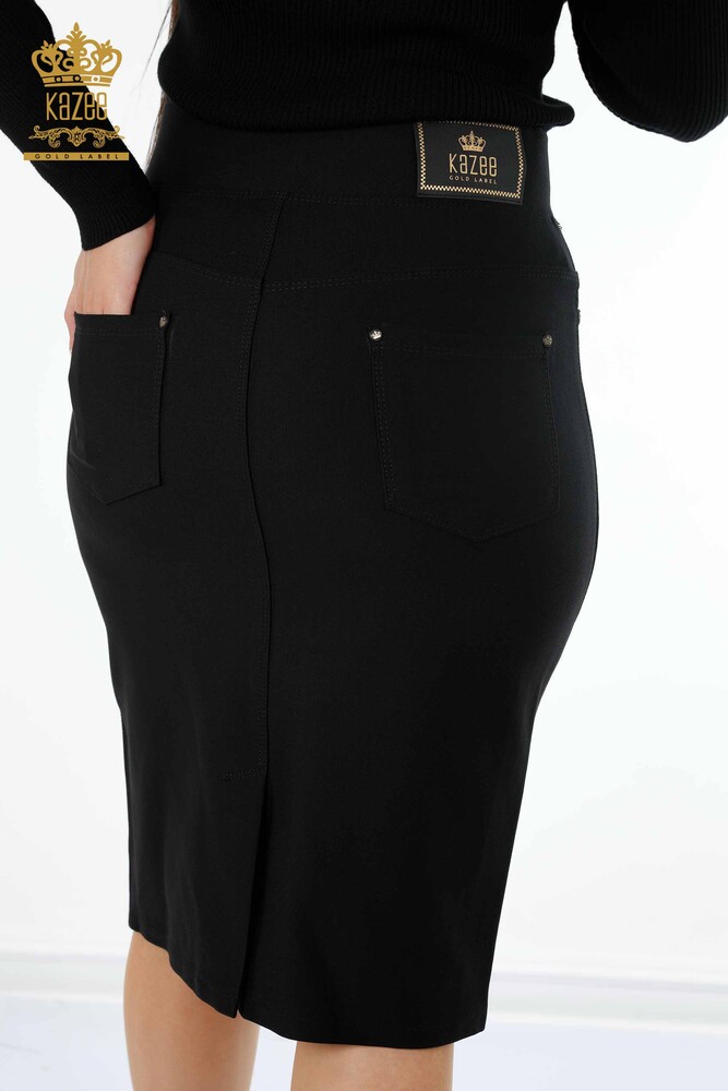 Großhandel Damen Rock - Streifen - Kristall Stein bestickt - Taschen details - 4169 | KAZEE - 6