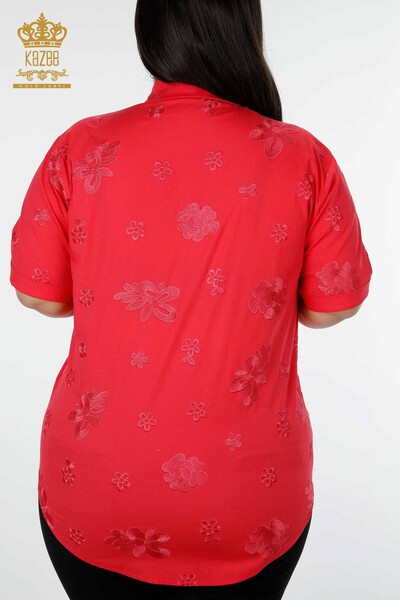 Großhandel Damenhemden - Amerikanisches Modell - Blumenstickerei - Baumwolle - 20206 | KAZEE - Thumbnail