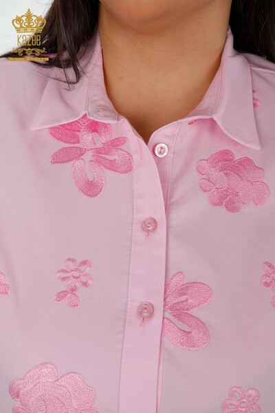 Großhandel Damenhemden - Amerikanisches Modell - Blumenstickerei - Baumwolle - 20206 | KAZEE - Thumbnail
