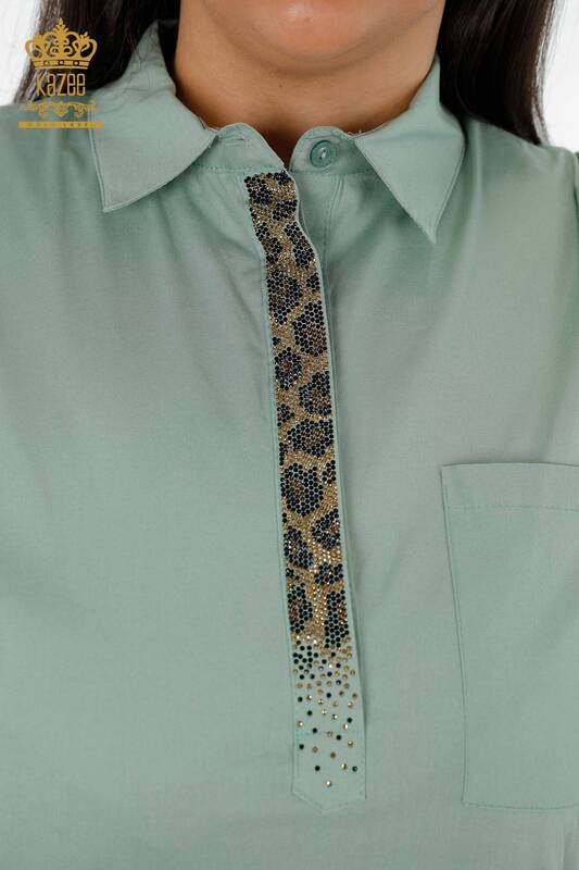 Großhandel Damen Hemd - Tiger-Detail Stein bestickt Tasche detailliert - 20005 | KAZEE