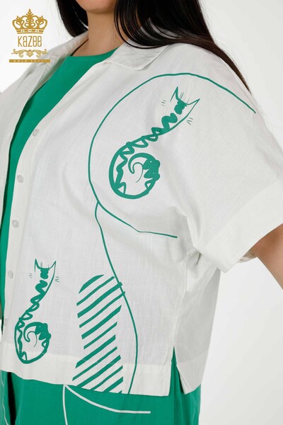 Großhandel Damen Sommeranzug Hemdkleid Nerzgrün - 20314 | KAZEE - 4