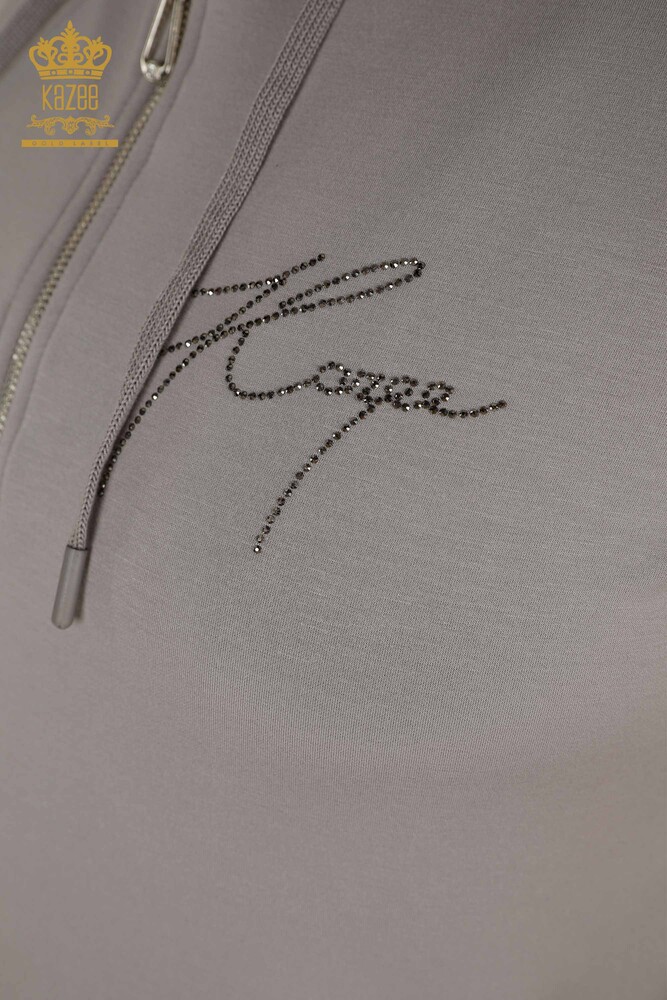 Großhandel Damen-Trainingsanzug-Set - Mit Kapuze - Grau - 20392 | KAZEE - 4