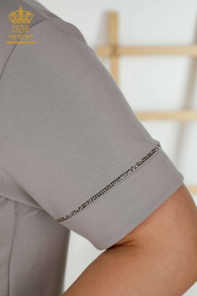 Großhandel Damen-Trainingsanzug-Set - Mit Kapuze - Grau - 20392 | KAZEE - 6